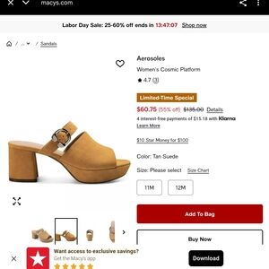 AEROSOLES Tan Suede Platform Sandals